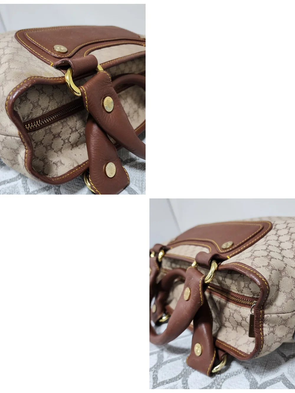 Celine Vintage Boogie Monogram Canvas and Leather Tote Bag Brown/Beige